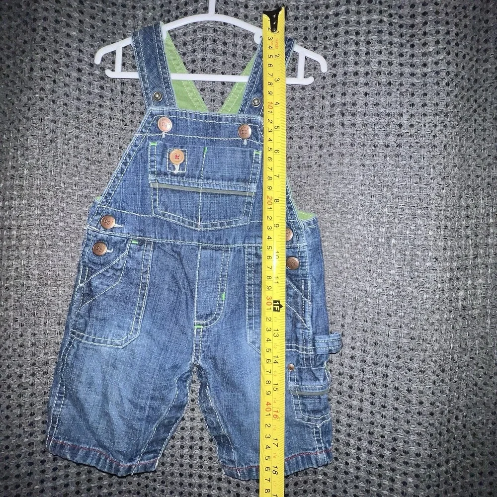 Oshkosh 3M Genuine Denim Bib Overall Baby Snap One Piece Blue Country Photo Prop